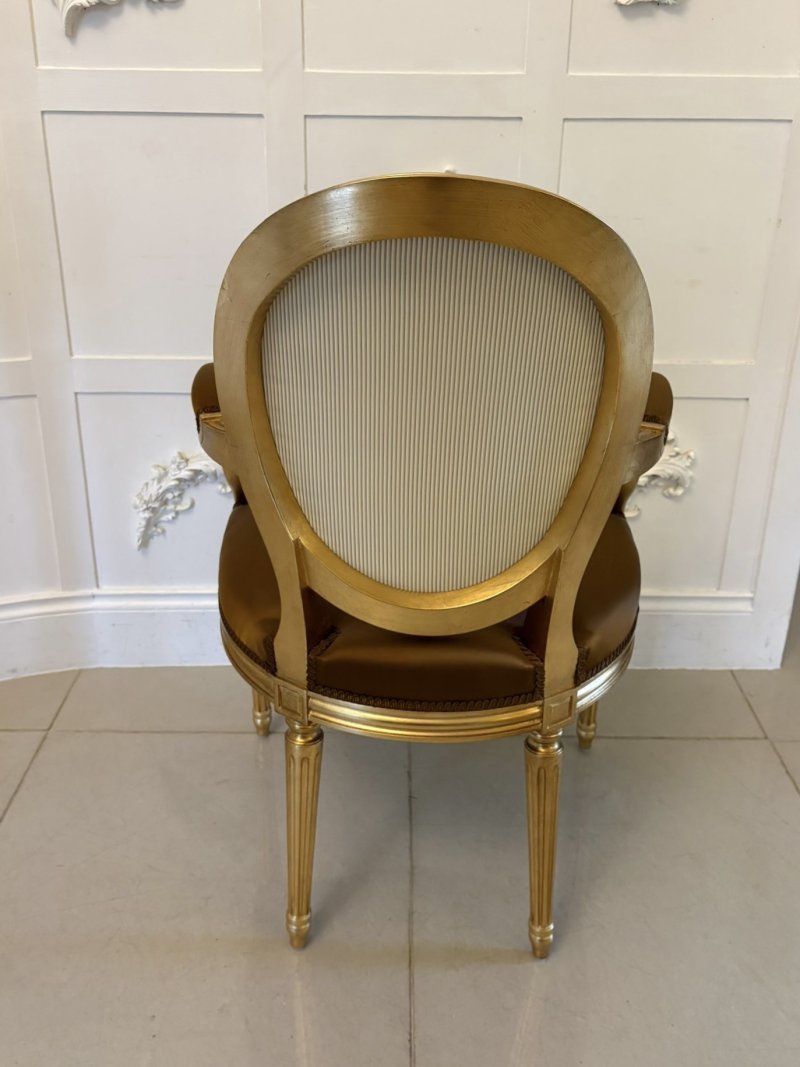 Large Rare Suite of 42 Matching Louis XVI Style Giltwood Dining Chairs with Silk Damask Upholstery - Image 22